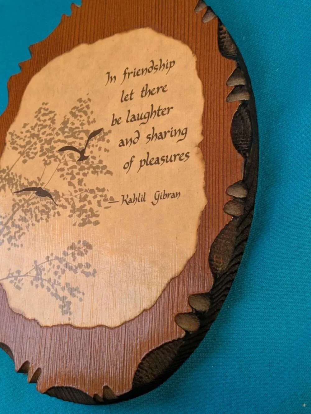 Rustic Wooden Wall Plaque Friendship by Kahlil Gibran